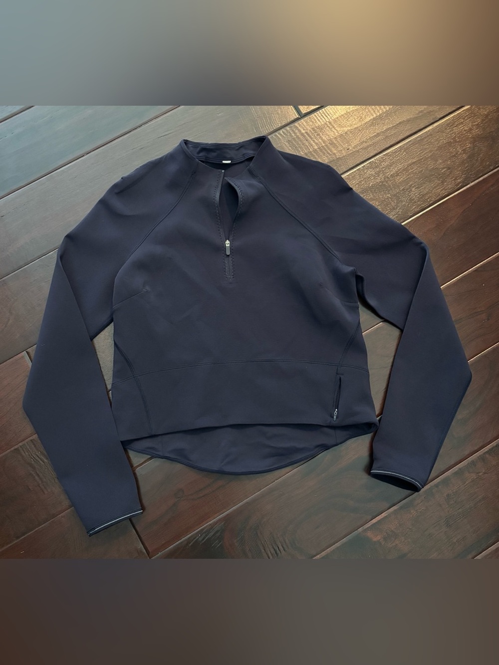 Lululemon Kicking Asphalt 1/2 Zip LS Crop Top Midnight Navy Size 6